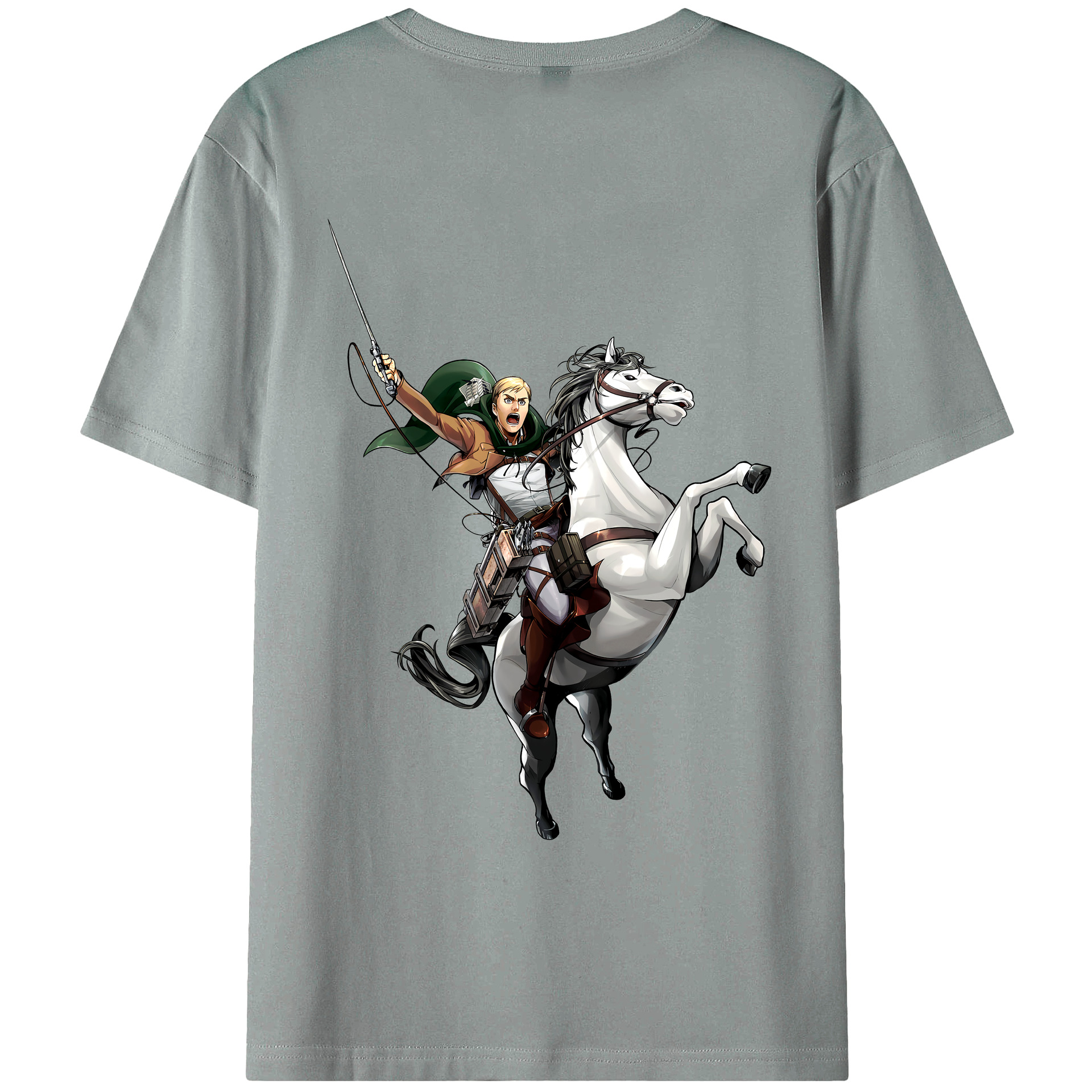 （画像用） 進撃の巨人 エルヴィン・スミス Attack on Titan Erwin Smith 綿100％ メンズ半袖Tシャツ（バックプリント） 通気性